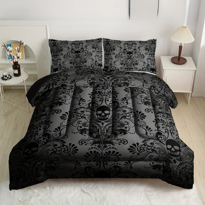 Skull  Floral Quilt Set Soft Summer Bedding