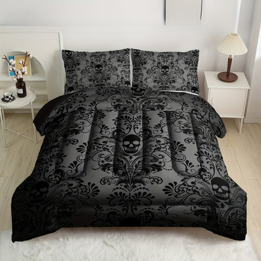 Skull  Floral Quilt Set Soft Summer Bedding