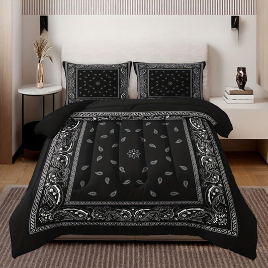 Black Paisley Quilt Set Soft Summer Bedding No Inserts