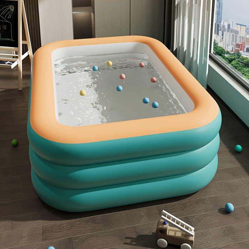 ExtraLarge 3Layer Inflatable Swimming Pool for Adults  Thick PVC Foldable  Portable Summer Water Park in Vibrant Green  Orange  Quick Inflate Durable Design for Outdoor Backyard Fun  Stylish Summer Parties