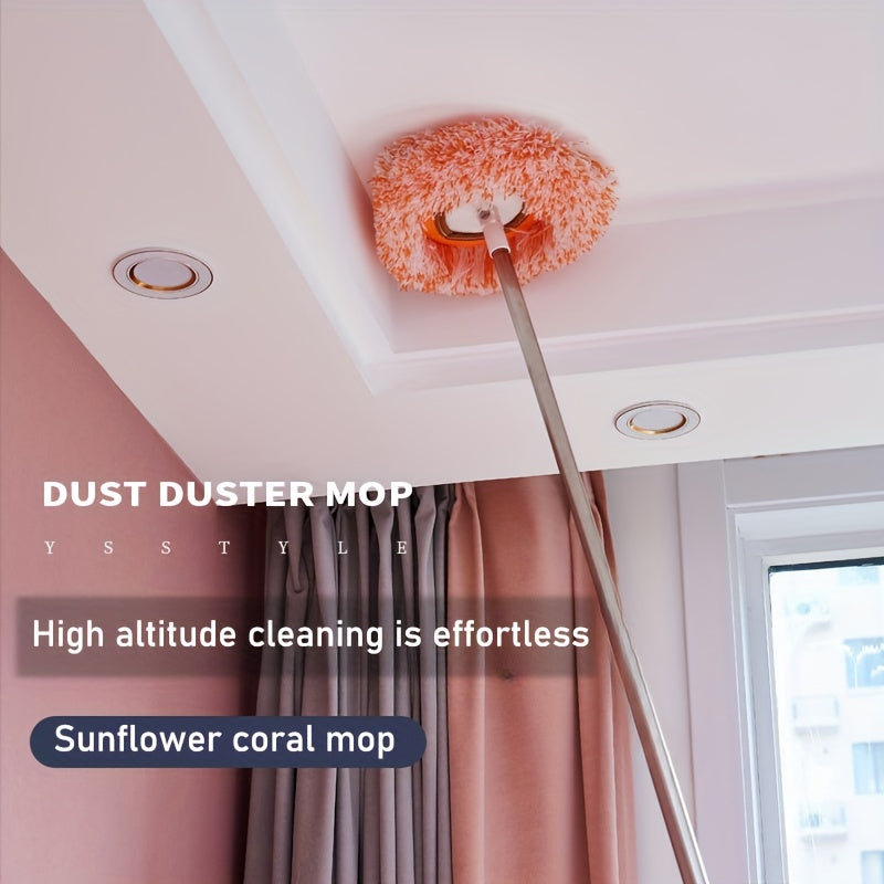 1set Ceiling Mop Long Pole  2 Original Mop Heads Dust Removal Mop Flexible Rotating Floor Mop Wall Mop Wet And Dry Dualuse Mop Floor Wall Tile Glass Window Car Cleaning Mop Cleaning Supplies Cleaning Tool Back To School Supplies