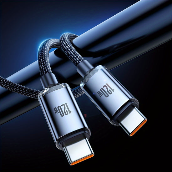 120W 6A Type C to Type CUSB to Type C Super Fast Charging Cable for SamSung S23 S22 S21 for Xiaomi 12Pro K50 K60 Redmi Huawei P40 P60 for Android OPPO Phone Charger USB C Cord for MacBook Pro for iPad Pro Data USB C TypeC Transfer Cord