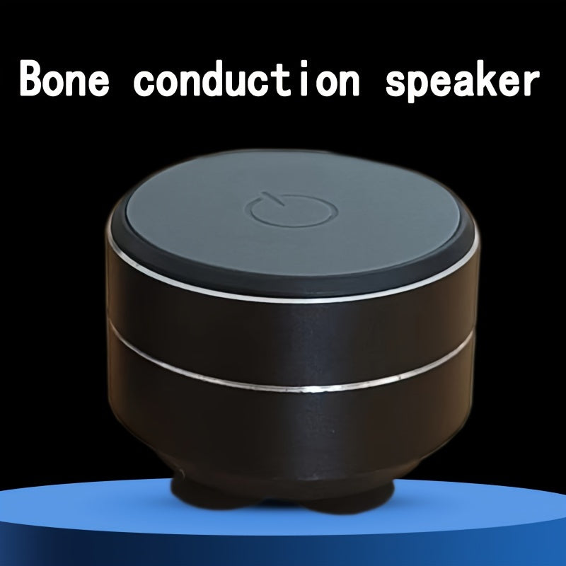 Compact TWS Wireless Speaker with Bone Conduction HighFidelity Sound USB Rechargeable Bass Enhancement Suction Cup  Carry Strap Sleek Black Design for Desk or Glass Surfaces Compact Travel Accessories