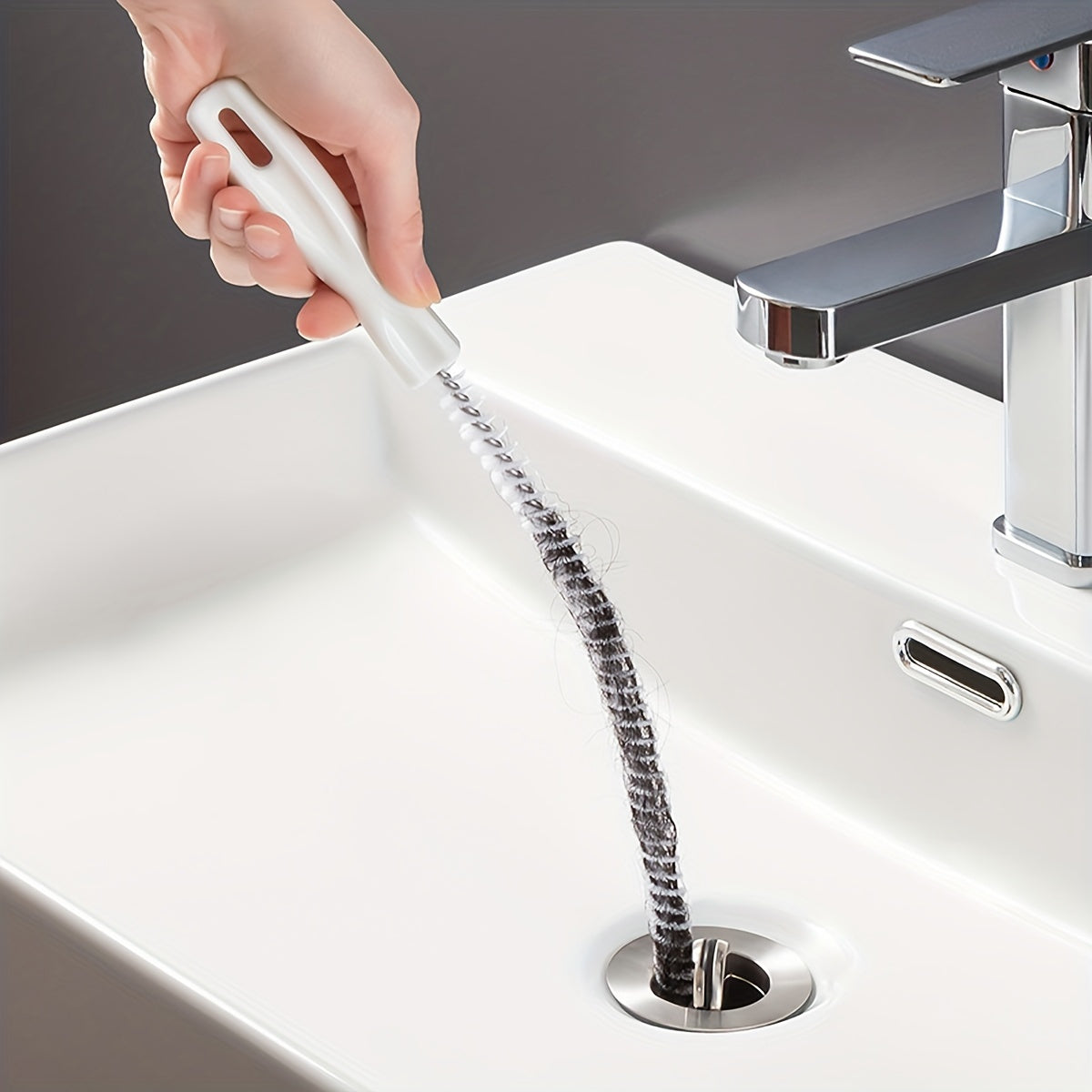 1pc Flexible Sink  Drain Cleaning Brush Sewer Dredge Hair Clog Remover Manual Plumbing Snake Tool for Toilet Bathroom Kitchen  No Electricity Needed