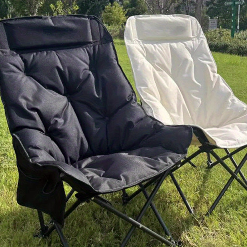 Portable Folding Moon Chair Set for Outdoor BBQ Picnic Gathering Cozy HighBack Moon Chair with Added Cushion for Outdoor Dining Foldable Table and Chair Set for Outdoor BBQ Picnic Gathering