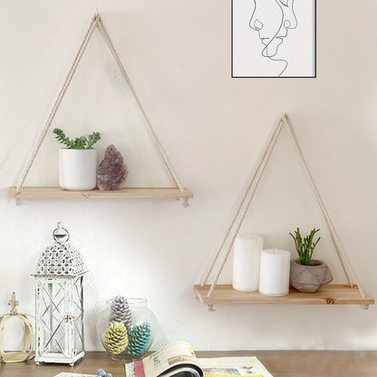 2pcs Boho Decor Hanging Shelf Storage Display Shelves For Hanging Plants Photos Rustic Wood Floating Shelves For Nursery Bedroom Bathroom Living Room wall decor