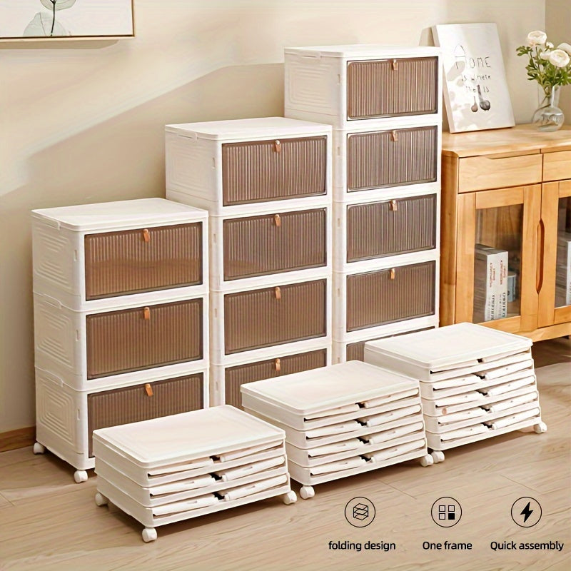 Versatile Foldable Storage Box with Clear Door  Ideal for Clothes Books Toys  More  Perfect for Bedroom Bathroom Office  Living Room Organization