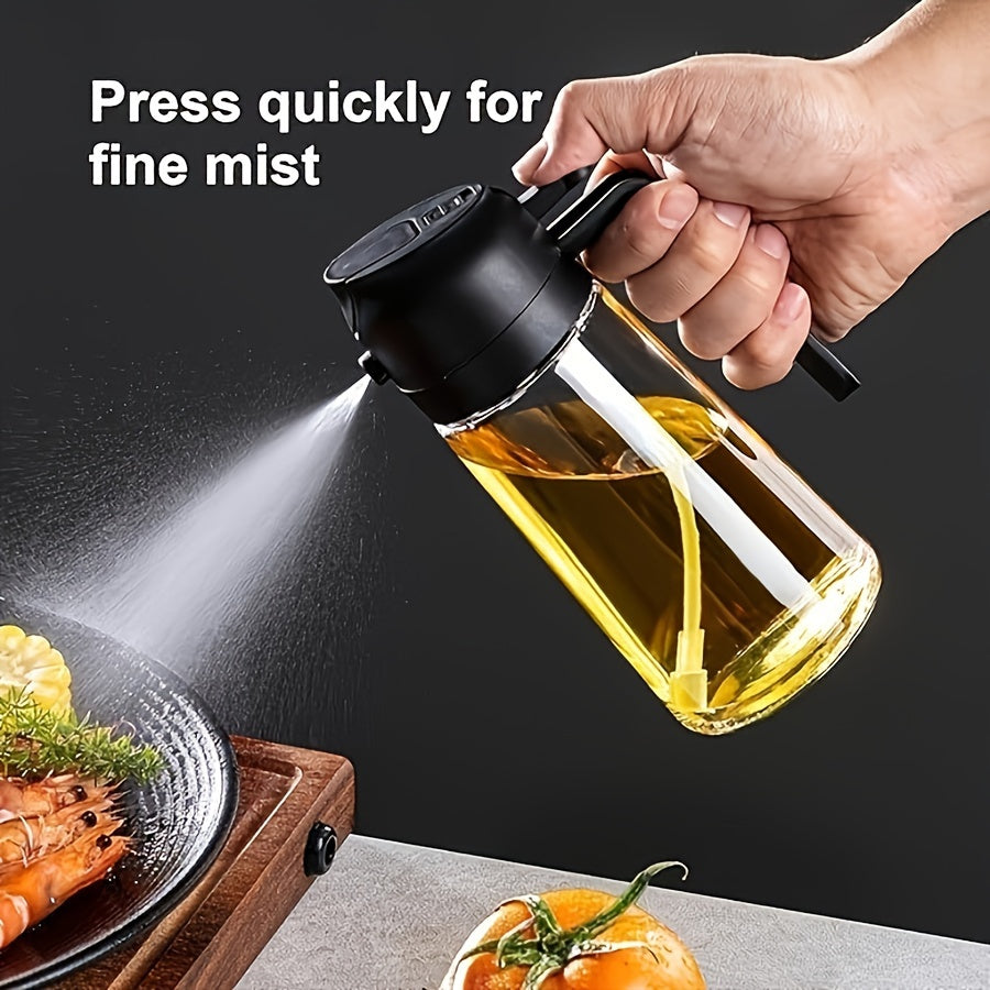 1pc Portable Oil Sprayer and Dispenser 2in1 Olive Oil Mister and Pourer 470ML Plastic Kitchen Oil Spray Bottle for Cooking BBQ Air Fryer Baking Salad
