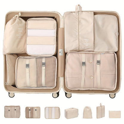 7pcs Travel Organizer Set Digital Toiletry Bag Cosmetic Storage Pouches Clothing  Shoe Bags for Luggage Organization