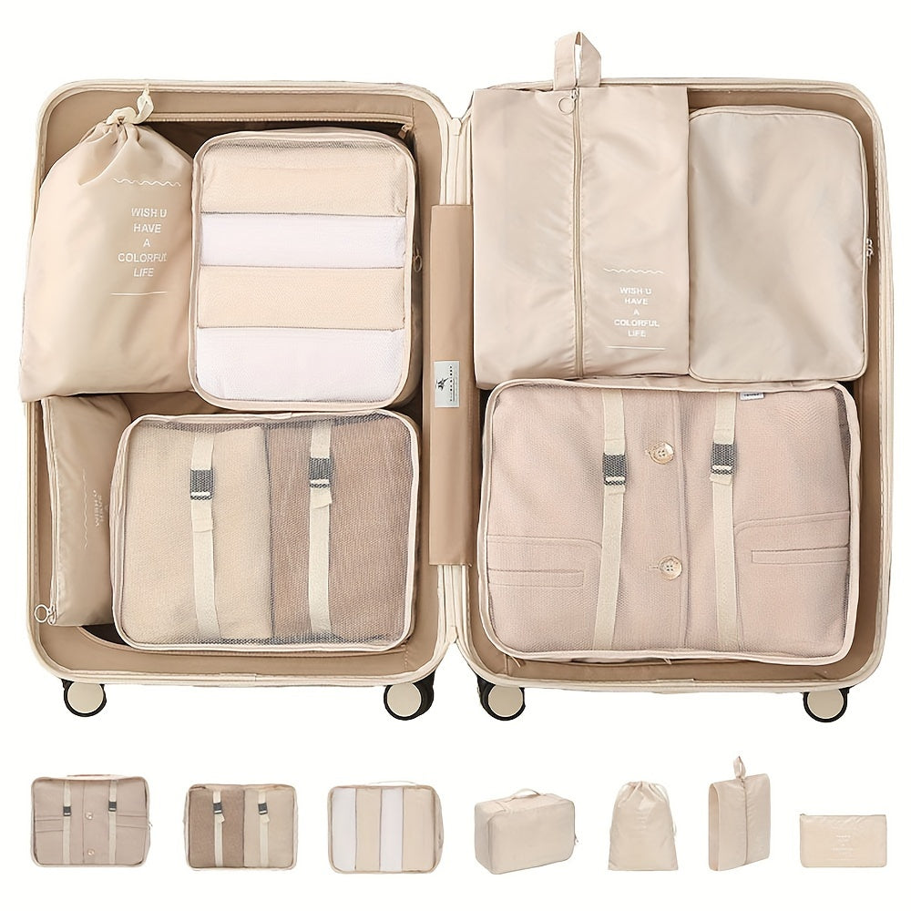 7pcs Travel Organizer Set Digital Toiletry Bag Cosmetic Storage Pouches Clothing  Shoe Bags for Luggage Organization