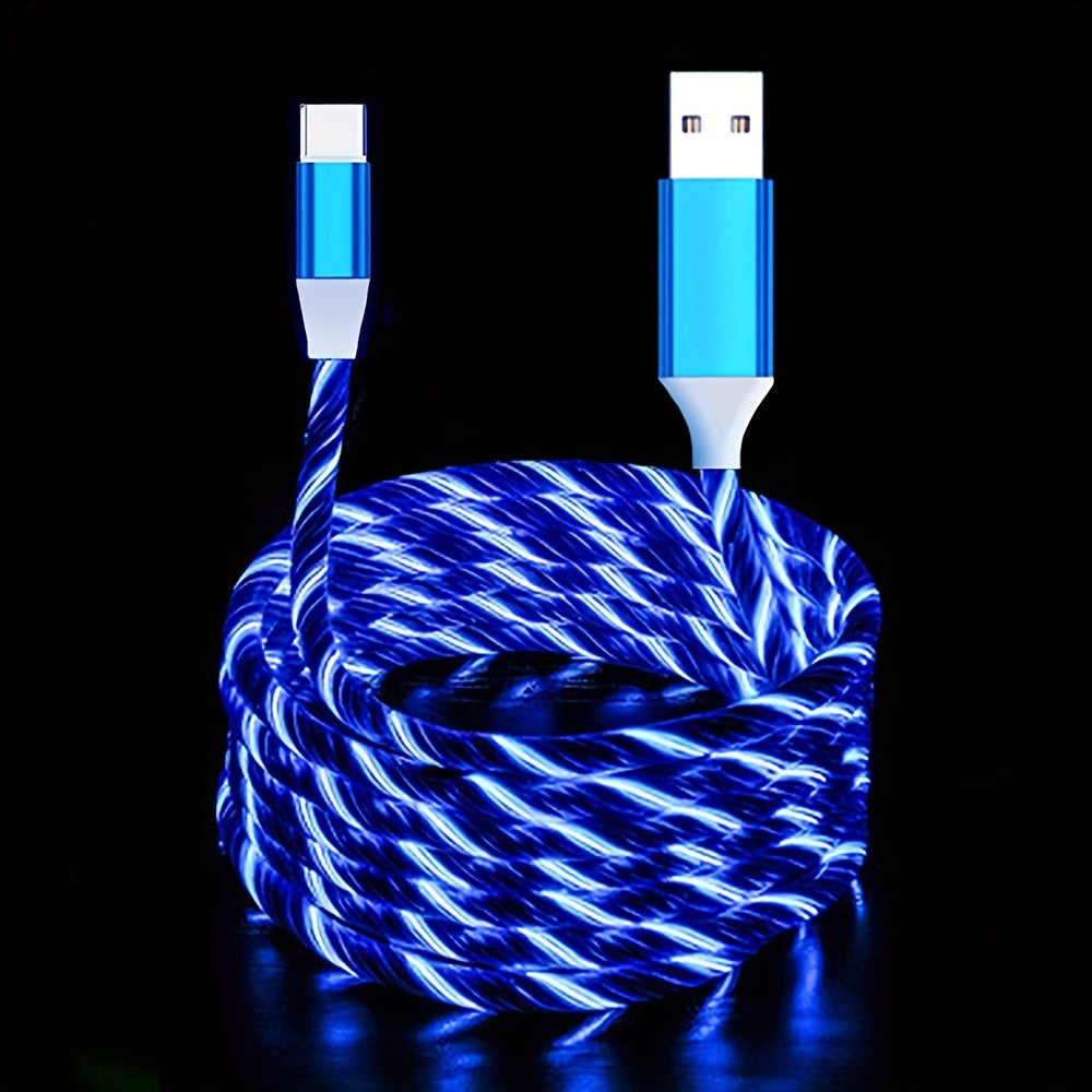 1pc USB Type C Cable LED Glowing Charging Cable 1000cm2000cm For SamsungXiaomiVivoOPPORedmi And More USB C Smartphones Charger Cable