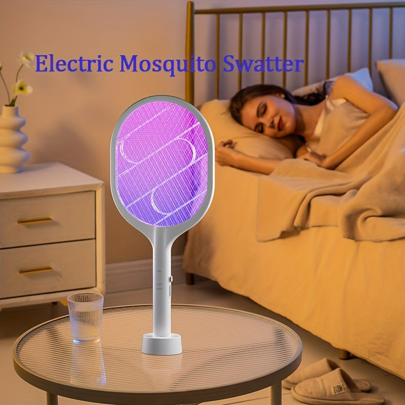1pc Electric mosquito swatter USB charging electric mosquito Swatter 2in1 insect bat mosquito light suitable for indoor home office backyard garden camping pest control summer essentials apartment essentials
