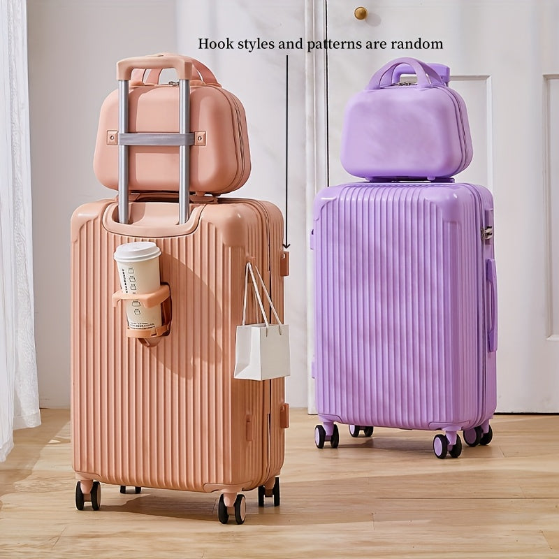Trendy Luggage Set for 2025 Lightweight And Stylish Versatile 20Inch Suitcase with a Combination Lock Matching 26Inch Large Capacity Trolley Case Multifunctional Folding Cup Holder Side Hooks for Travel And Silent Wheels for Easy Storage