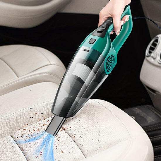 1pc Handheld Car Vacuum Cleaner 12V Strong Suction Power Portable Interior Dust Remover with Crevice Tool Flat Nozzle Cloth Filter 0203L Dust Cup 35m Cord Plastic Body Car Plug for Pet Hair Removal Without Battery