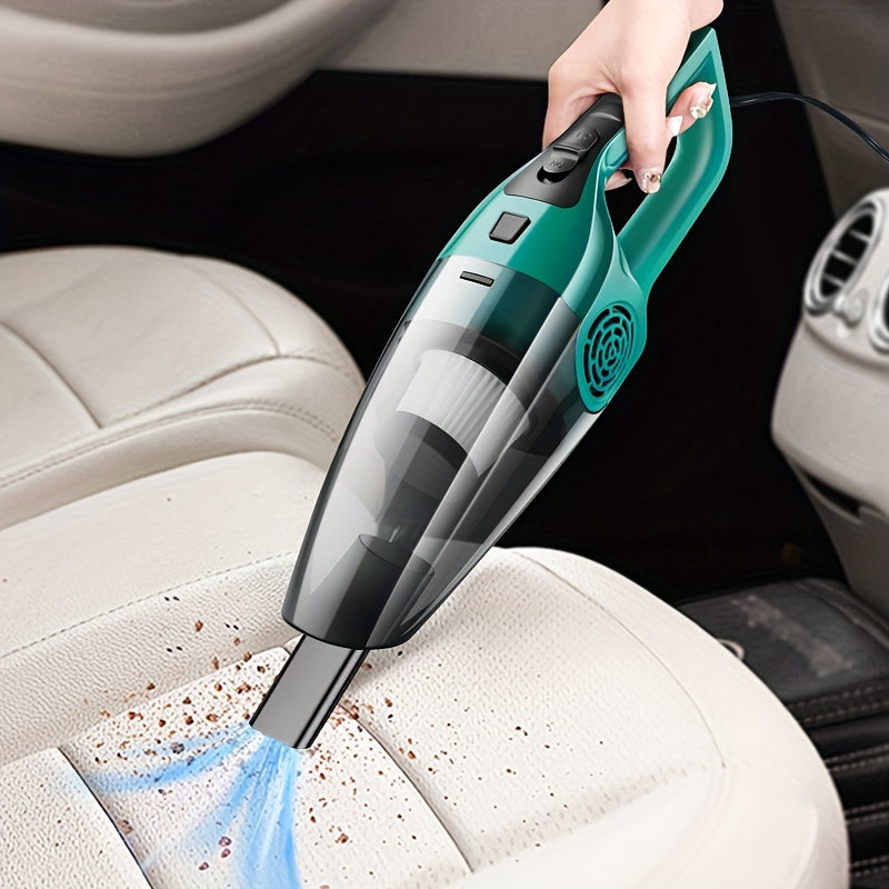 1pc Handheld Car Vacuum Cleaner 12V Strong Suction Power Portable Interior Dust Remover with Crevice Tool Flat Nozzle Cloth Filter 0203L Dust Cup 35m Cord Plastic Body Car Plug for Pet Hair Removal Without Battery