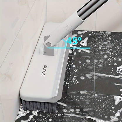 2in1 HeavyDuty Floor Scrub Brush with Long Handle  Stainless Steel  Plastic Rotating Head for Easy Cleaning of Floors Carpets Walls Patios Bathrooms