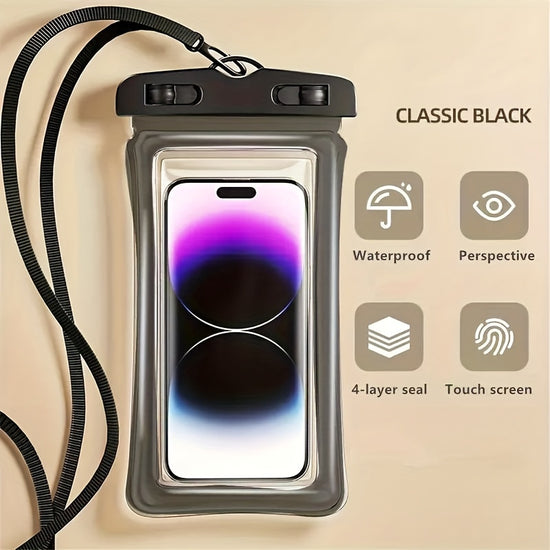 Universal Waterproof Phone Pouch with Lanyard Lightweight Plastic Dry Bag WaterResistant and Touch Screen Compatible for iPhone 1514131211 Samsung Galaxy Phones Up to 1778 cm  Beach Vacation Essential