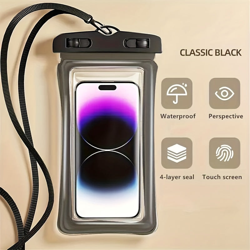 Universal Waterproof Phone Pouch with Lanyard Lightweight Plastic Dry Bag WaterResistant and Touch Screen Compatible for iPhone 1514131211 Samsung Galaxy Phones Up to 1778 cm  Beach Vacation Essential