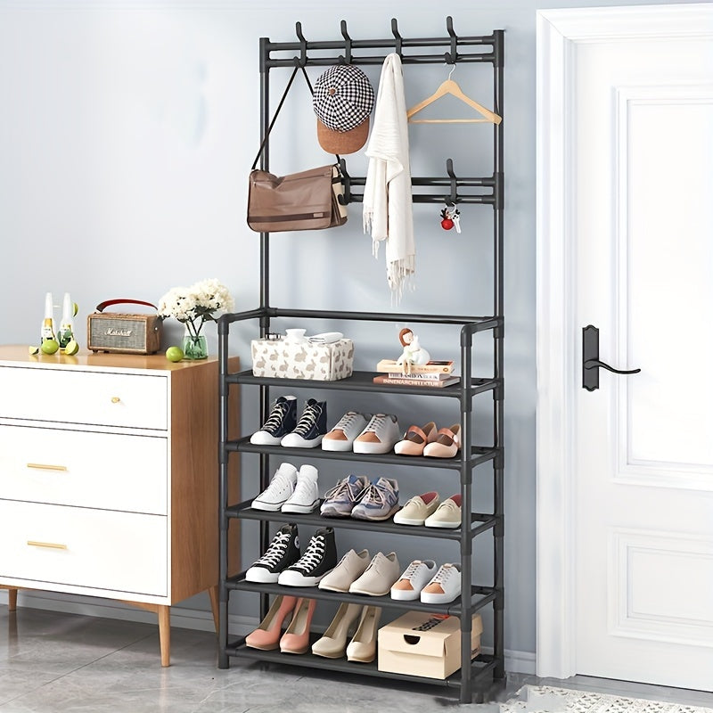 1pc Coat Rack Shoe Rack For Entryway Shoe Organizer For Entryway Bench Hall Tree With Hooks For Bedroom Rack Coat Combo Hallway Shelf For Storage Shoes Clothes Coat Hat Bag Umbrella Home Accessories