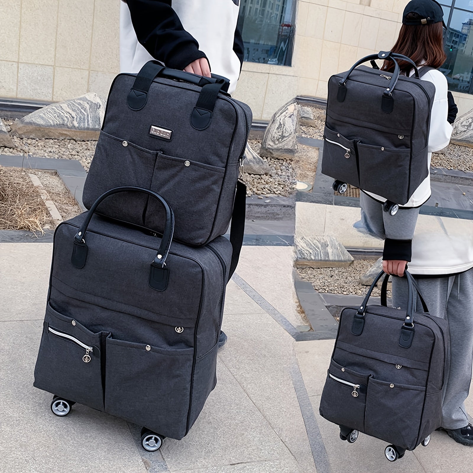 2pcs Travel Bag Set Large Capacity Oxford Fabric Luggage  Duffel with Adjustable Straps  Lightweight Portable Foldable  Ideal for Business Trips and Weekend Getaways Luggage for Travel
