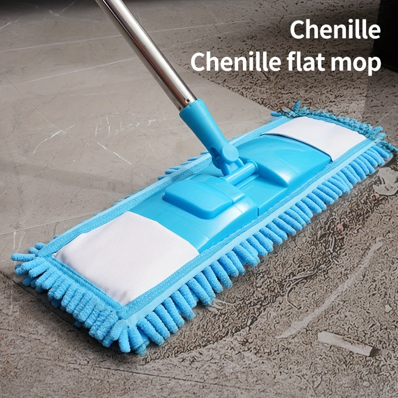 Rotating WetDry Chenille Flat Mop  No Electricity Needed Durable Plastic Cleaning Pad for Wood Floors Tile Windows  MultiSurface Use in Kitchen Bathroom Living Room  Bedroom Multipurpose Cleaner  Ergonomic Mop Design  Chenille Cleaning Pad