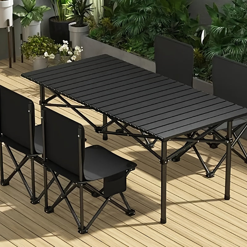 Classic Iron Folding Picnic Table  Portable Outdoor Garden Party Table with 4 Chairs Easy Assembly  Compact Storage Durable Black Metal Design for Family Gatherings  Backyard BBQs Picnic Accessories
