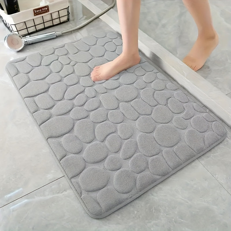 UltraSoft Coral Fleece Bathroom Mat  NonSlip QuickDry Machine Washable Bedroom Carpet Pebble Pattern Plush Polyester Fiber Low Pile Rectangular Home Decor  Comfort Knit Fabric 100 Polyester 570gsm 14cm Thick