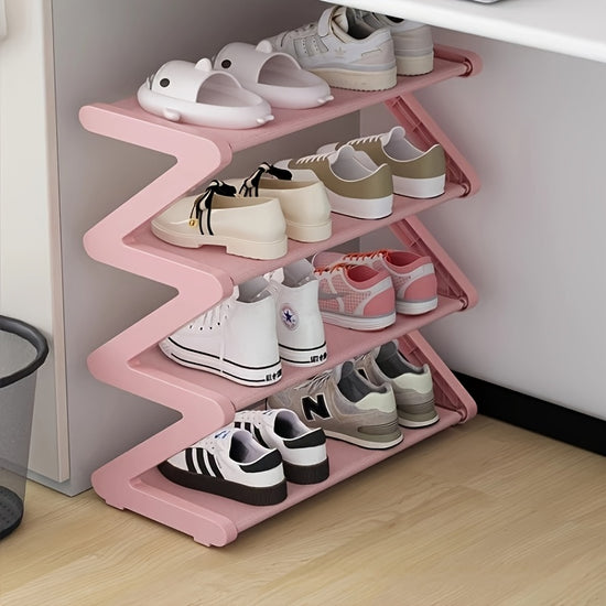 4Tier ZShaped Shoe Rack  Freestanding Stackable Storage Organizer for Living Room Dorm or Entryway  Easy NoTool Assembly Durable Metal and Plastic Design SpaceSaving Solution for Small Spaces Shoe Storage Organizer