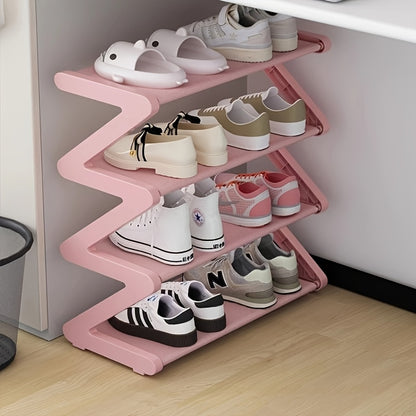 4Tier ZShaped Shoe Rack  Freestanding Stackable Storage Organizer for Living Room Dorm or Entryway  Easy NoTool Assembly Durable Metal and Plastic Design SpaceSaving Solution for Small Spaces Shoe Storage Organizer