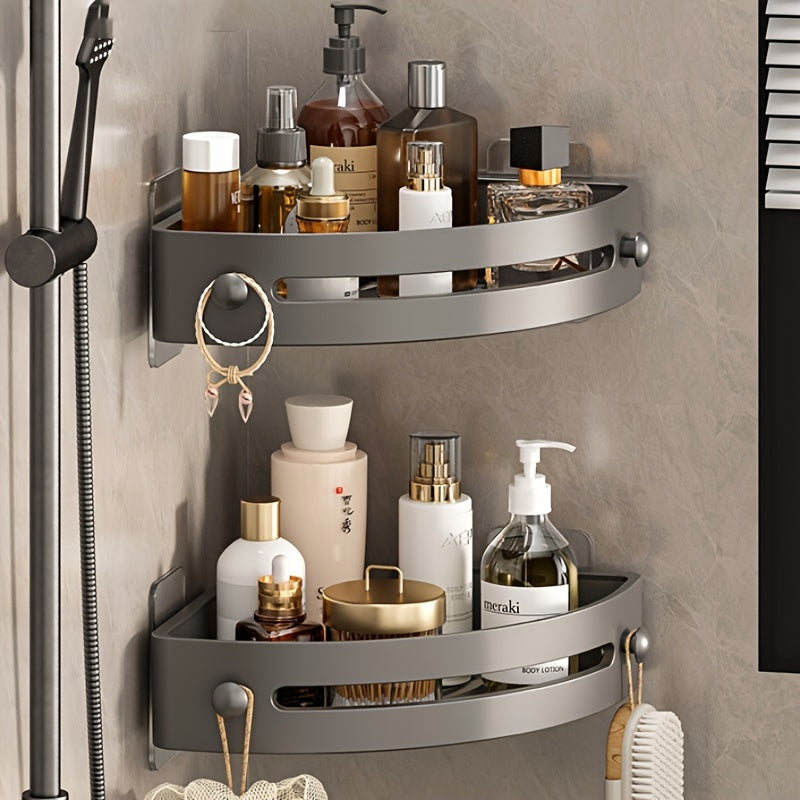 NoDrill Triangle Shelf Easy Bathroom Storage  Towel Rack