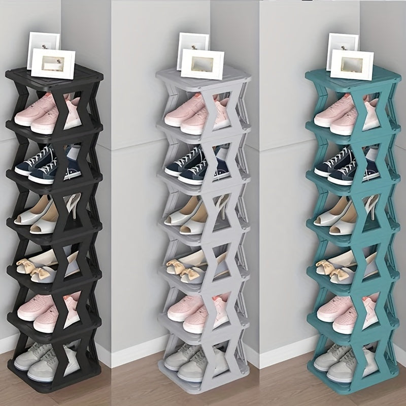 1pc Double Row Shoe Rack Space Saving Foldable Shoe Rack For Home And Dormitory  Free Standing Narrow Shoe Shelf For Indoor Doorway Storage Utility Racks