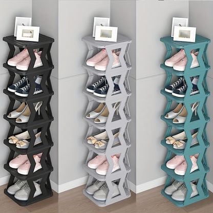 1pc Double Row Shoe Rack Space Saving Foldable Shoe Rack For Home And Dormitory  Free Standing Narrow Shoe Shelf For Indoor Doorway Storage Utility Racks