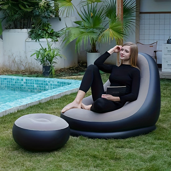 Highend Patio Lounger with SelfInflating Sand Cushion Lazy Sofa Colorful Packaging Includes Inflation Device  Suitable for Various Outdoor Scenarios