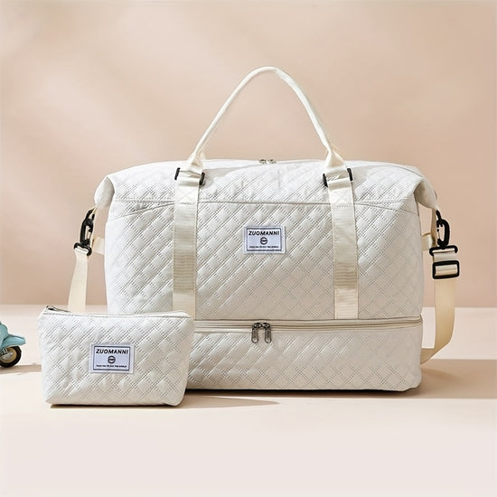Twopiece watermelon grid handbag large capacity and wearresistant durable family travel business trip shortdistance travel twopiece luggage bag boarding carryon bag traveling tote lightweight folding luggage combination