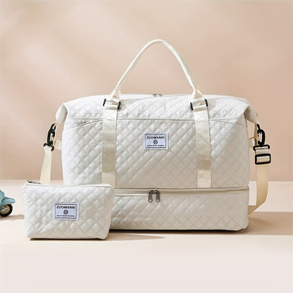Twopiece watermelon grid handbag large capacity and wearresistant durable family travel business trip shortdistance travel twopiece luggage bag boarding carryon bag traveling tote lightweight folding luggage combination