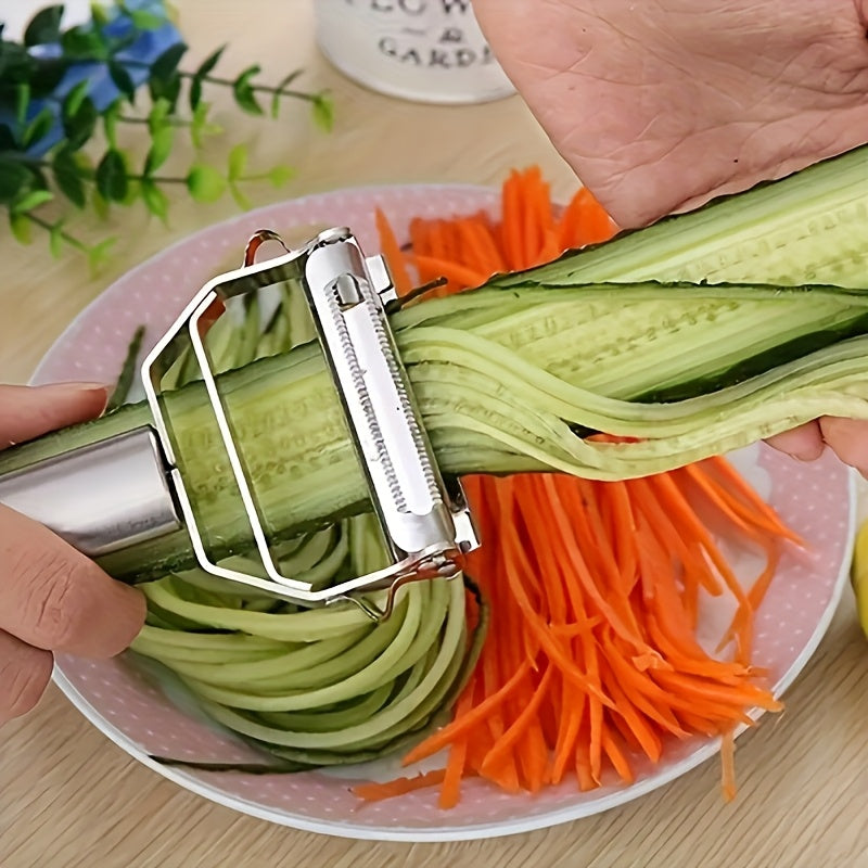 1pc Multifunctional Stainless Steel Fruit and Vegetable Peeler  Manual Slicer Grater and Chopper Kitchen Gadgets for Home RV Cooking and College Dorm