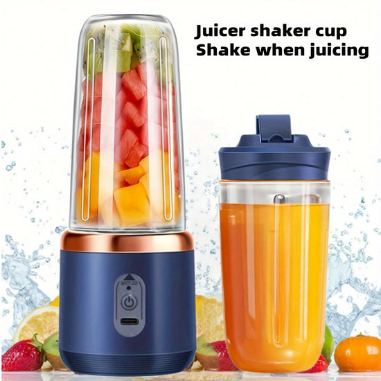 400ml Portable Electric Juicer Blender Cup Wireless Rechargeable Mini Juice Mixer with 6Blade Dual Cup for Smoothies Vegetables and Fruits Push Button Control USBC Charging FoodGrade ABS NonHeating 1500mAh Lithium Battery