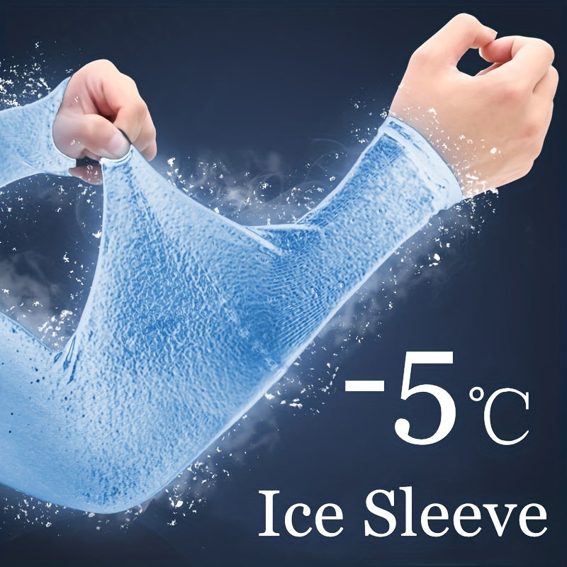 2pcs Womens Ice Sliky Fiber Fabric Arm Sleeve Cooling Hand Covers for Running Fishing Cycling